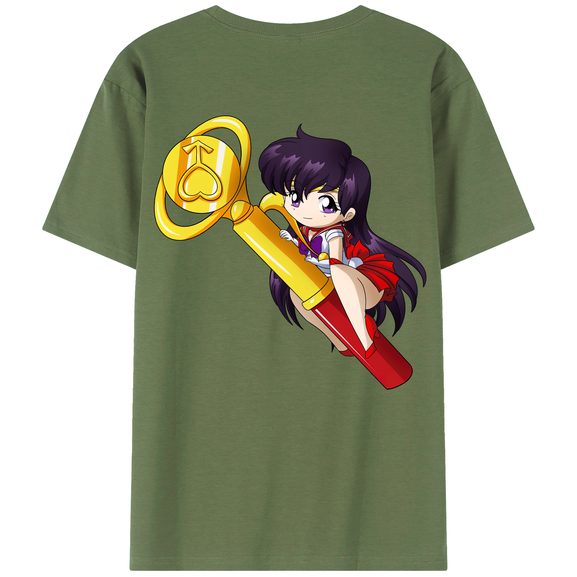 （画像用） 美少女戦士セーラームーン 火野レイ ひの レイ Sailor Moon Hino Rei （セーラーマーズ,Sailor Mars） 綿100％ メンズ半袖Tシャツ（バックプリント） 通気性
